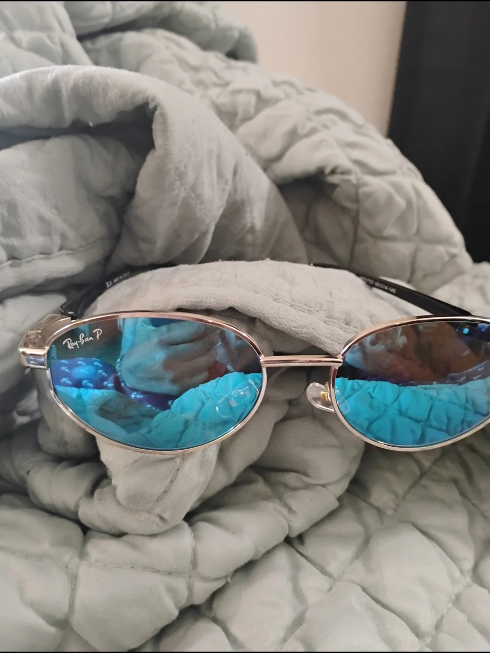 2026 Polarize Gold Frame Sunglasses with Teal Mirrored Lenses RB Ferrari Edition
